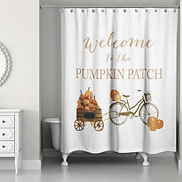 Designs Direct 71-Inch x 74-Inch Pumpkin Wagon Shower Curtain in Orange