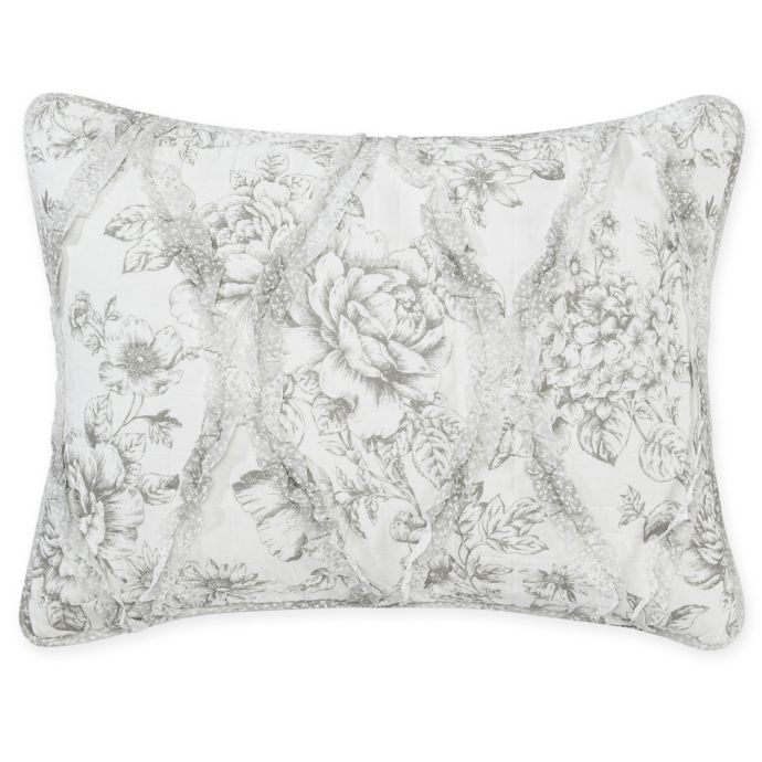 Laura Ashley® Lena Standard Pillow Sham in Grey Bed Bath & Beyond