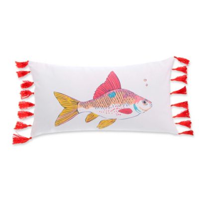 Levtex Home Rip Tide Fish Decorative Throw Pillow in White
