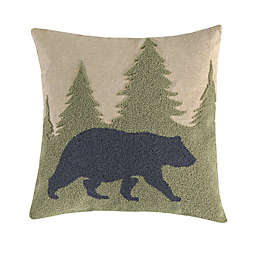 Linen Bear Square Throw Pillow in Natural