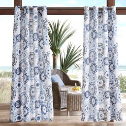 Madison Park Laguna Printed Medallion 3M Scotchgard Grommet Top Outdoor Curtain Panel