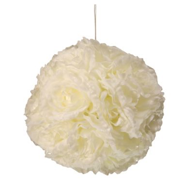 National Tree Company 9-Inch White Rose Hanging Ball. View a larger version of this product image.