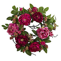 Nearly Natural™ 20-Inch Peony and Berry Wreath