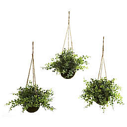 Nearly Natural Artificial Eucalyptus, Maiden Hair & Berry Hanging Plants (Set of 3)