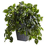 Nearly Natural 29-Inch Hanging Pothos with Slate Planter