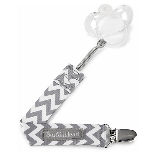Alternate image 1 for BooginHead® PaciGrip 2-Pack Pacifier Straps in Grey Chevron