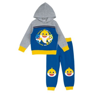 Baby Shark&reg; 2-Piece Hooded Sweatshirt and Jogger Set in Navy/Yellow. View a larger version of this product image.