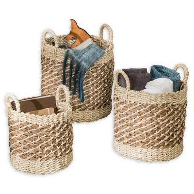 weaved storage baskets