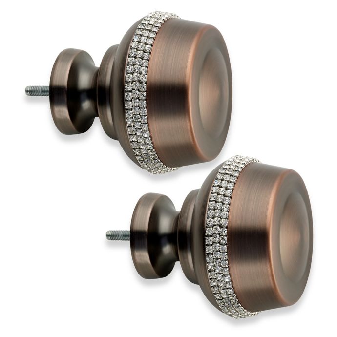 Cambria Premier Complete Banded Curtain Rod Finials Oil Rubbed