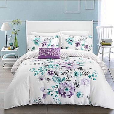 Chic Home Gladys Reversible Queen Duvet Cover Set in Lavender. View a larger version of this product image.