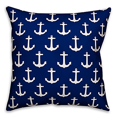 Designs Direct Anchor Square Outdoor Throw Pillow in Navy/White. View a larger version of this product image.