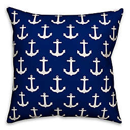 Designs Direct Anchor Square Outdoor Throw Pillow in Navy/White