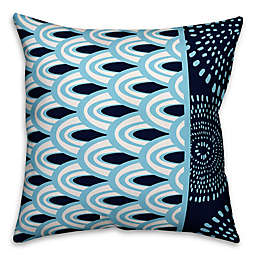 Designs Direct Scallops Square Outdoor Throw Pillow in Blue/White