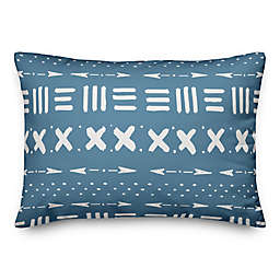 Designs Direct Tribal Oblong Outdoor Throw Pillow in Cool Blue/White