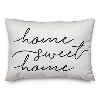 Designs Direct &quot;Home Sweet Home&quot; Oblong Outdoor Throw Pillow in White/Black