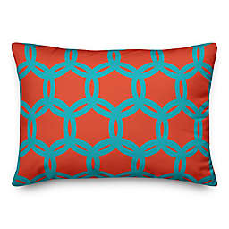 Designs Direct Geo Oblong Outdoor Throw Pillow in Orange/Teal