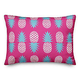 Designs Direct Pineapples Oblong Outdoor Throw Pillow in Pink/Blue