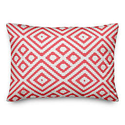 Designs Direct Coral Ikat Indoor/Outdoor Oblong Throw Pillow in Coral/White
