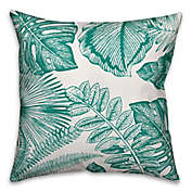 Designs Direct Palm Fronds Indoor/Outdoor Square Throw Pillow in Teal/White