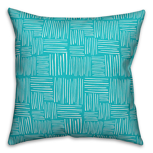 Alternate image 1 for Designs Direct Crosshatch Indoor/Outdoor Square Throw Pillow in Teal/White