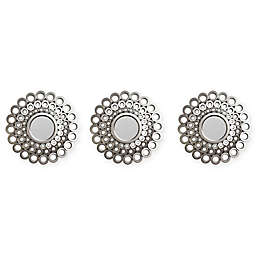 Northlight® Cascading Orbs 3-Piece 9.5-Inch Round Wall Mirror Set in Grey