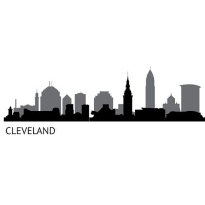 WallPops!&reg; Cleveland Cityscape 24-Inch x 17.5-Inch Wall Decal Art Kit in Black