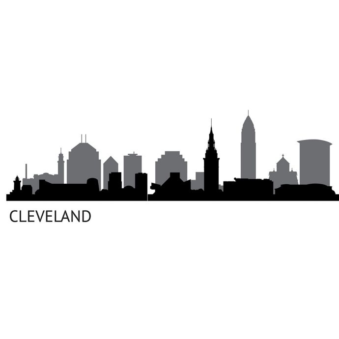 Wallpops Cleveland Cityscape Wall Decal Art Kit In Black Bed