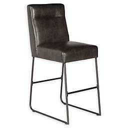 Pulaski Industrial Faux Leather Bar Stool in Brown