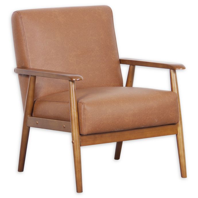 Pulaski Wood Frame Faux Leather Accent Chair in Cognac ...