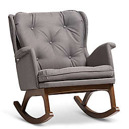 Baxton Studio Rubberwood Upholstered Maggie Chair in Grey