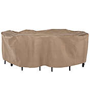 Duck Covers Essential Outdoor Oval Table and Chairs Cover in Latte