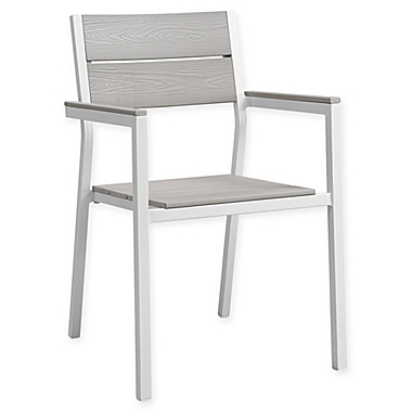 Modway Maine All-Weather Patio Armchair in White/Light Grey. View a larger version of this product image.