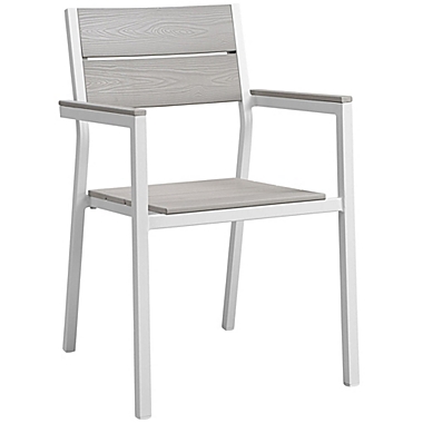 Modway Maine All-Weather Patio Armchairs in White/Grey (Set of 2). View a larger version of this product image.