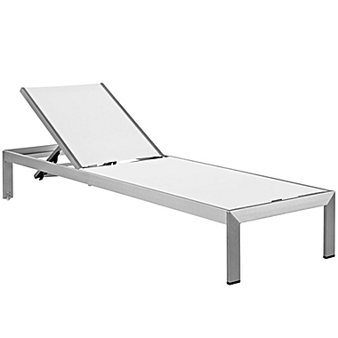 Modway Shore Outdoor Chaise in Silver/White (Set of 4). View a larger version of this product image.
