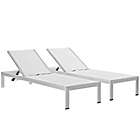 Alternate image 1 for Modway Shore Outdoor Chaise in Silver/White (Set of 2)