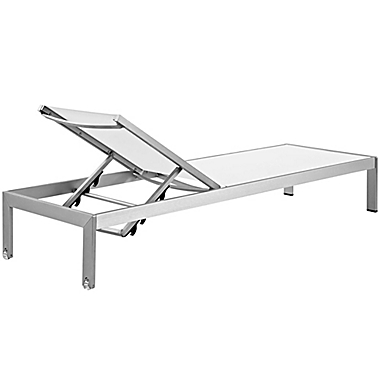 Modway Shore Outdoor Chaise in Silver/White (Set of 2). View a larger version of this product image.