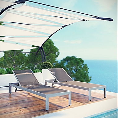 Modway Shore Outdoor Mesh Chaise in SIlver/Grey (Set of 2). View a larger version of this product image.