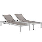 Alternate image 1 for Modway Shore Outdoor Mesh Chaise in SIlver/Grey (Set of 2)