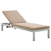 Modway Shore Outdoor Chaise with Cushions in Silver/Mocha