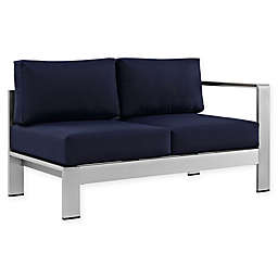 Modway Shore Outdoor Right-Arm Corner Sectional in Silver/Navy