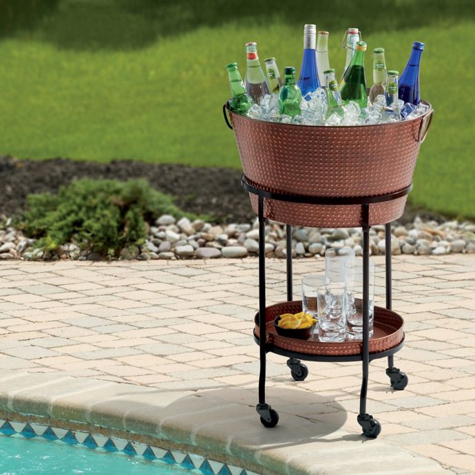 Antique Copper Finish Beverage Tub on Wheels Bed Bath and Beyond Canada