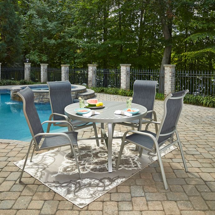 Home Styles South Beach 5 Piece 48 Inch Outdoor Dining Set In Grey Bed Bath Beyond