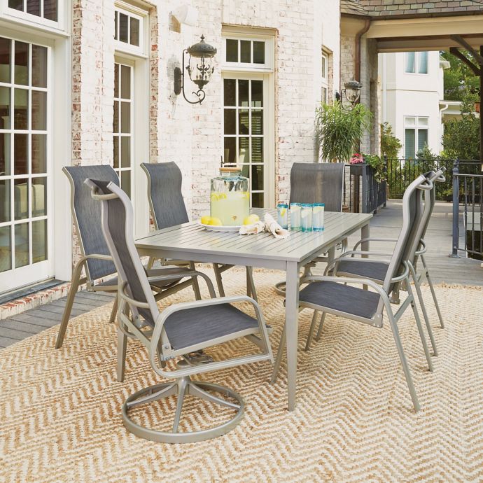 Home Styles South Beach Patio 48 Inch Table And 2 Swivel 4 Arm Chairs In Grey Buybuy Baby