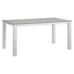Modway Maine 63-Inch Patio Dining Table in White/Light Grey