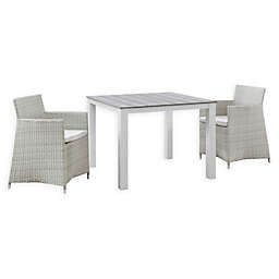 Modway Junction 3-Piece Wicker Patio Dining Set in Grey/White