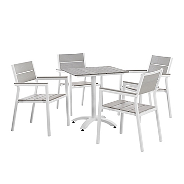 Modway Maine 5-Piece Patio Dining Set in White/Light Grey. View a larger version of this product image.