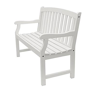 Decor Therapy Marly 2-Seat Outdoor Bench in Solid White. View a larger version of this product image.
