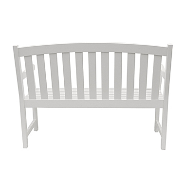 Decor Therapy Marly 2-Seat Outdoor Bench in Solid White. View a larger version of this product image.