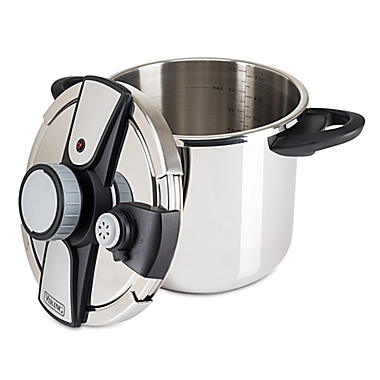 Viking&reg; Easy Lock 8 qt. Stainless Steel Pressure Cooker with Steamer. View a larger version of this product image.