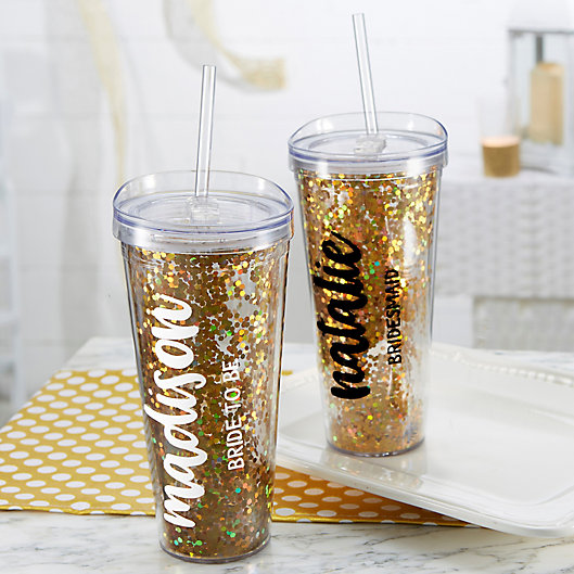 Alternate image 1 for Glitter & Gold Bridal Party 22 oz. Stemless Cup